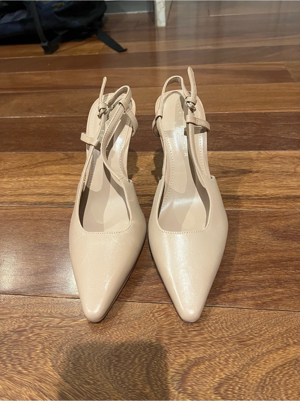 Marc Fisher Beige Pointed-Toe Slingback Stiletto Heels - Picture 2 of 4